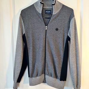 Eden Park Paris Black & White Striped Full Zip Cardigan Sweater, size Small